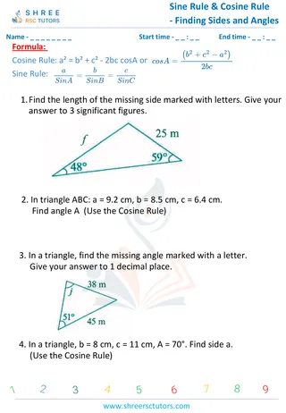 Sine Rule & Cosine Rule Finding Sides And Angles 2 (1)