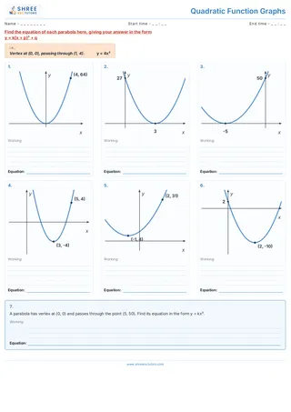 Quadratic Function Graphs Worksheet 3