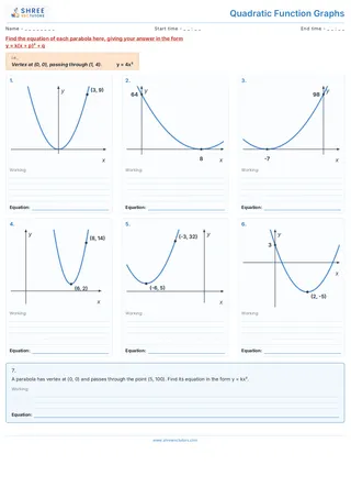 Quadratic Function Graphs Worksheet 8