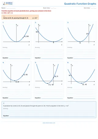 Quadratic Function Graphs Worksheet