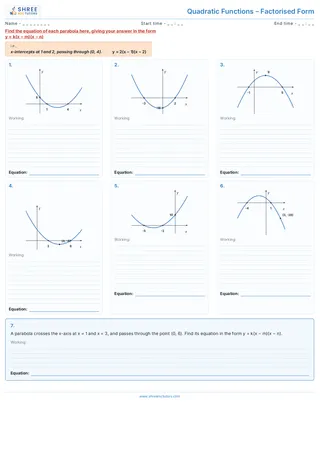 Quadratic Functions Factorised Form Worksheet 2 (1)