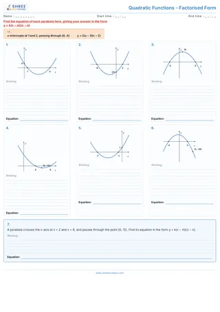 Quadratic Functions Factorised Form Worksheet 8 (1)
