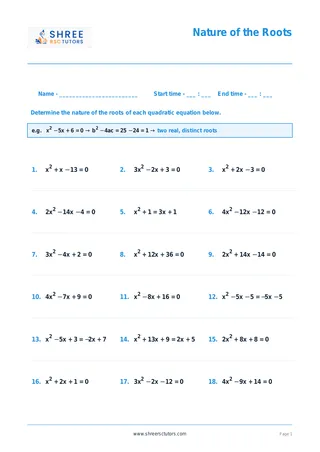 Higher Maths Nature Of The Roots Worksheet 3