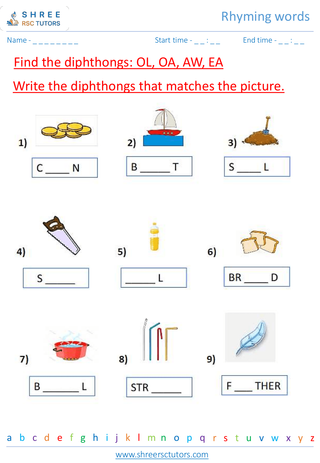 Find The Diphthongs 3