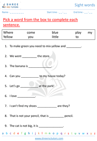 Sight Words 5