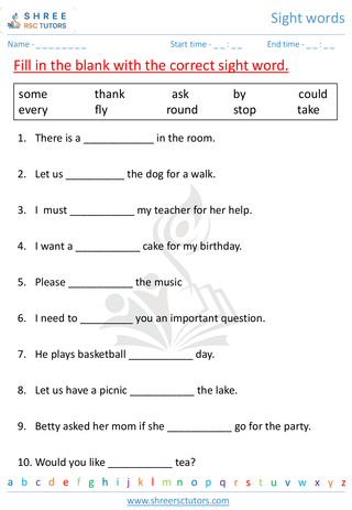 Sight Words 7