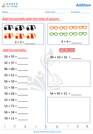 Add 2 Digits Horizontal Questions  (2)