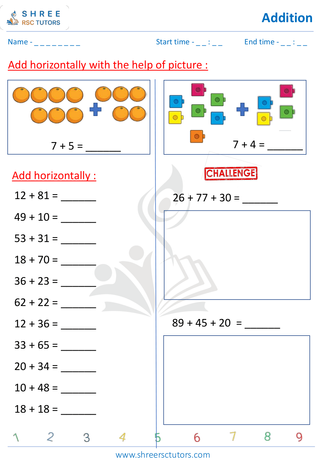 Add 2 Digits Horizontal Questions  (5)