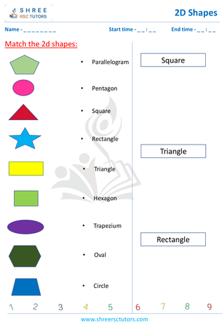 Match 2D Shapes Grade 1 2