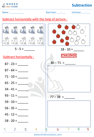 Subtract 2 Digits Horizontally (6)