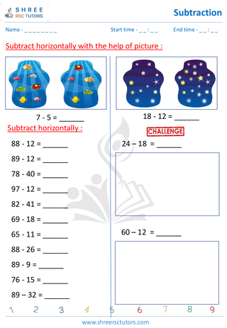 Subtract 2 Digits Horizontally (5)
