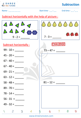 Subtract 2 Digits Horizontally (4)
