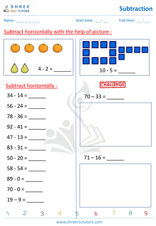 Subtract 2 Digits Horizontally (3)