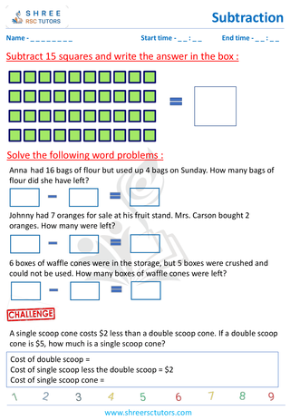 Subtraction Word Problems 'Grade 1 4
