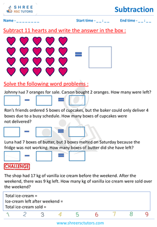 Subtraction Word Problems 'Grade 1 5