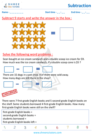 Subtraction Word Problems 'Grade 1 8