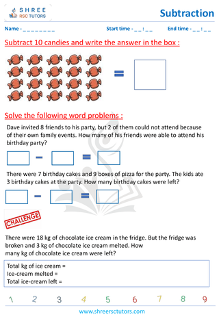 Subtraction Word Problems 'Grade 1 7