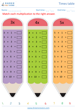 Practice 2, 3, 4 And 5 Time Tables 7