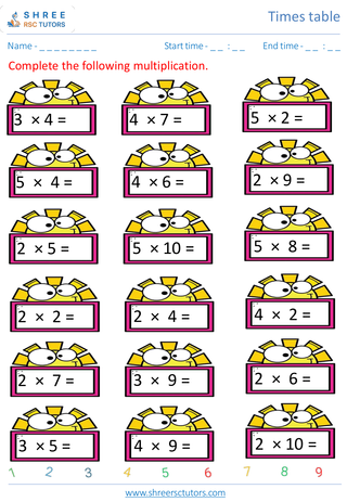 Practice 2, 3, 4 And 5 Time Tables 6