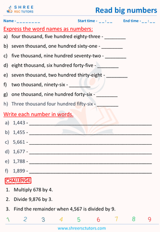 Read 4 Digit Numbers (3) (2) (3)