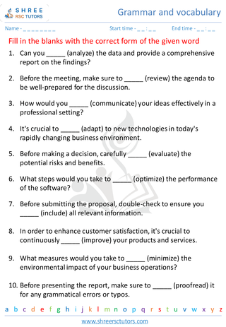 Grammar And Vocabulary 10