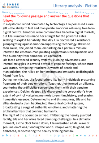 Literary Analysis   Fiction 1