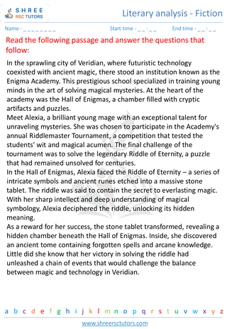 Literary Analysis   Fiction 7