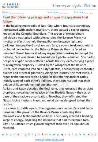 Literary Analysis   Fiction 5