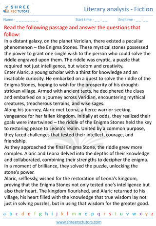 Literary Analysis   Fiction 2