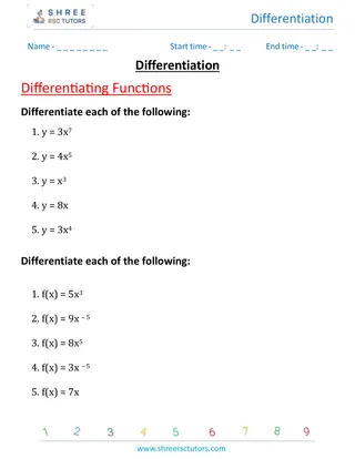 Differentiation Differentiating Functions 2