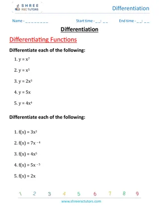 Differentiation Differentiating Functions 1
