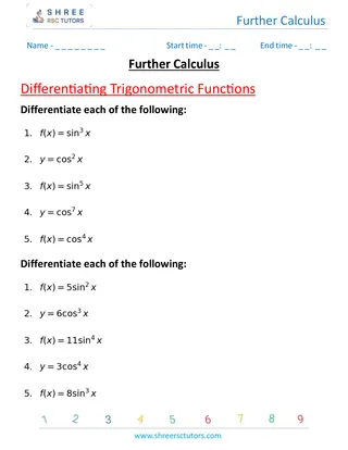 Further Calculus Differentiating Trigonometric Functions 6