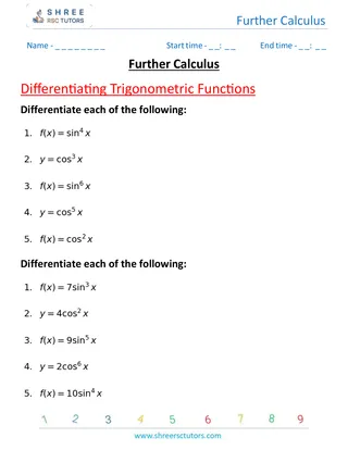 Further Calculus Differentiating Trigonometric Functions 5