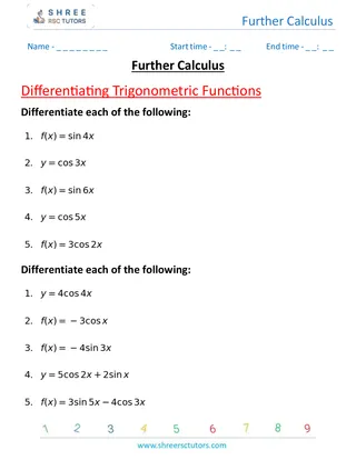 Further Calculus Differentiating Trigonometric Functions 4