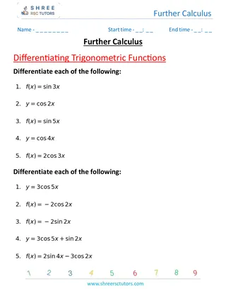 Further Calculus Differentiating Trigonometric Functions 3