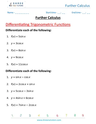 Further Calculus Differentiating Trigonometric Functions 2