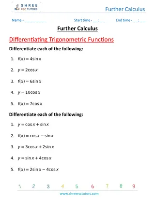 Further Calculus Differentiating Trigonometric Functions 1