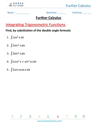 Further Calculus Integrating Trigonometric Functions 3