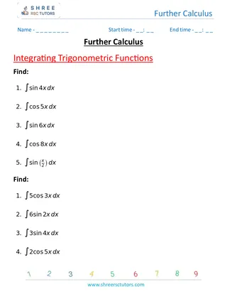 Further Calculus Integrating Trigonometric Functions 2