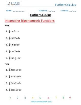 Further Calculus Integrating Trigonometric Functions 1