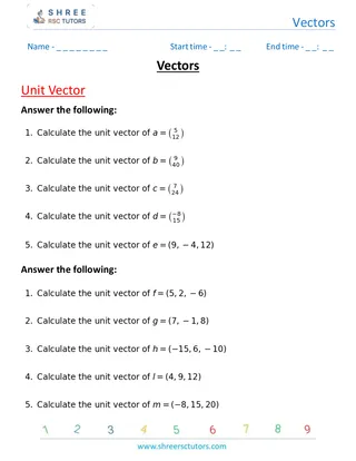 Vectors Unit Vectors 2