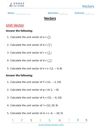Vectors Unit Vectors 1
