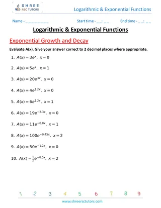 Logarithmic & Exponential Functions Exponential Growth And Decay 1