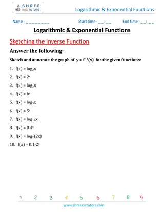 Logarithmic & Exponential Functions Sketching The Inverse Function 1