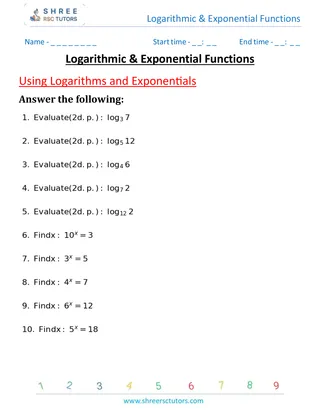 Logarithmic & Exponential Functions Using Logarithms And Exponents 3