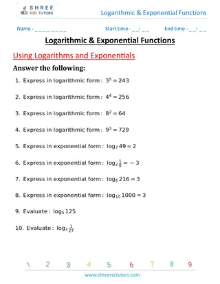 Logarithmic & Exponential Functions Using Logarithms And Exponents 2