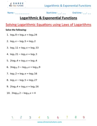Logarithmic & Exponential Functions Solving Logarithmic Equations Using Laws Of Logarithms 2