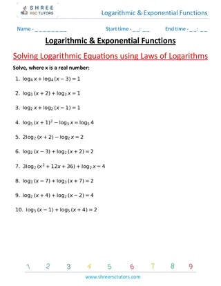 Logarithmic & Exponential Functions Solving Logarithmic Equations Using Laws Of Logarithms 1