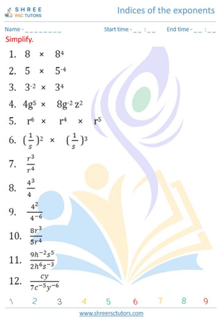 Indices Of The Exponents 9