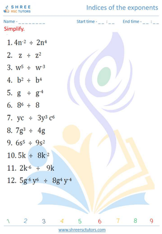 Indices Of The Exponents 1